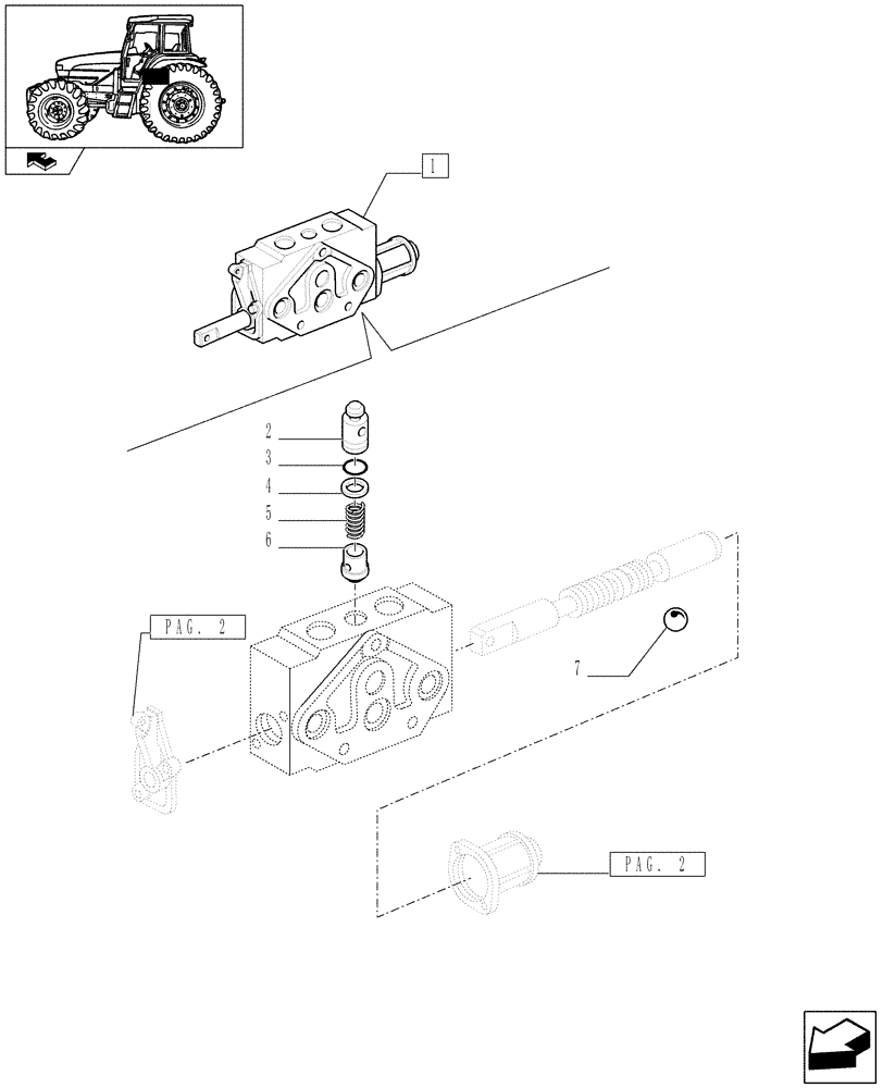 Схема запчастей Case IH FARMALL 105U - (1.82.7/04A[01]) - DOUBLE EFFECT DISTRIBUTOR WITH FLOAT - BREAKDOWN (07) - HYDRAULIC SYSTEM