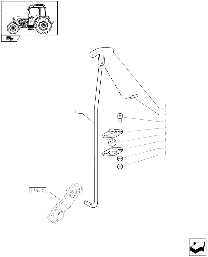 Схема запчастей Case IH FARMALL 65C - (1.33.2[01]) - 4WD IDLER CONTROLS (04) - FRONT AXLE & STEERING