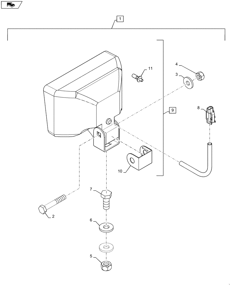 Схема запчастей Case IH 4430 - (55.404.11) - FLOOD LIGHTING ASSEMBLY (55) - ELECTRICAL SYSTEMS