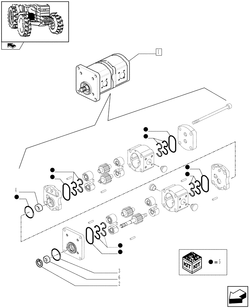 Схема запчастей Case IH FARMALL 80 - (1.42.0/ A) - HYDRAULIC PUMP - BREAKDOWN (04) - FRONT AXLE & STEERING