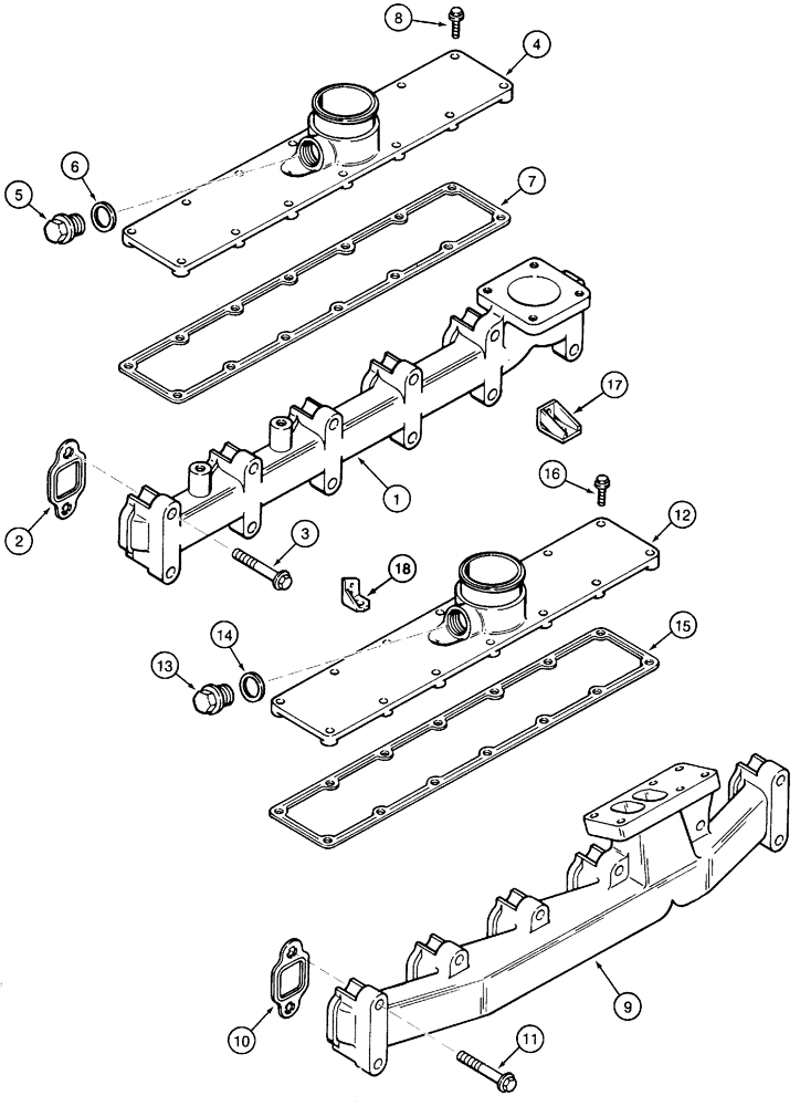 Схема запчастей Case IH 5230 - (2-036) - MANIFOLDS, EXHAUST AND INTAKE, EXHAUST, 6-590 ENGINE, 5130/5230 TRACTOR (02) - ENGINE