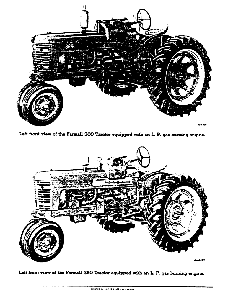 Схема запчастей Case IH 350 - (004) - LEFT FRONT VIEW OF THE FARMALL 300 AND 350 TRACTORS EQUIPPED WITH AN L.P. GAS BURNING ENGINE (00) - GENERAL