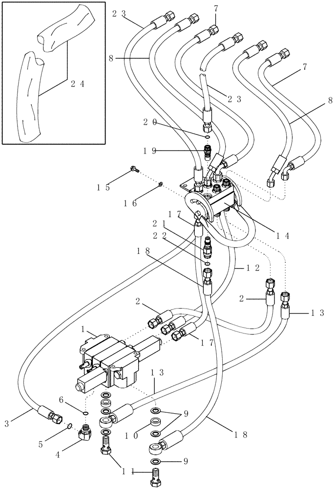 Схема запчастей Case IH LX172 - (08-08) - HYDRAULICS - 3 FUNCTION WITH ONE LEVER QUICK CONNECT (08) - HYDRAULICS