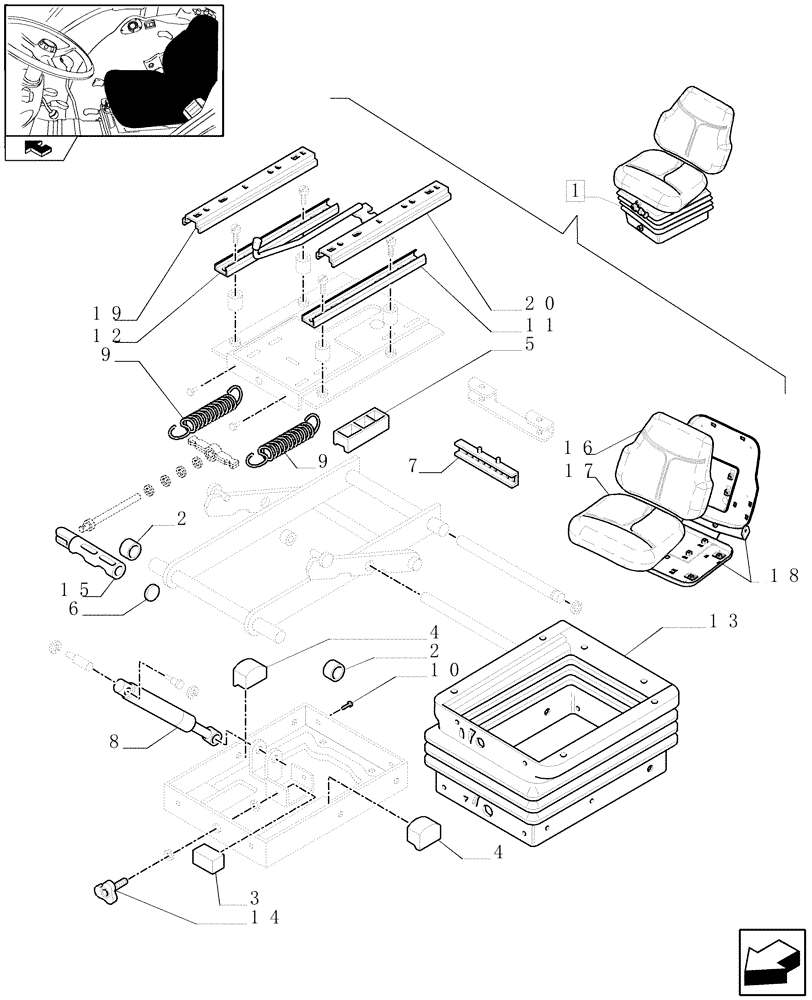 Схема запчастей Case IH FARMALL 105N - (1.92.85/ A) - VINYL SEAT WITHOUT BELTS AND WITHOUT SWITCH - BREAKDOWN (10) - OPERATORS PLATFORM/CAB