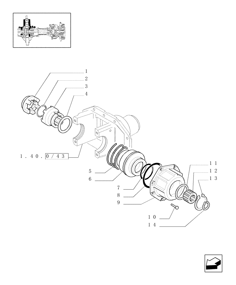 Схема запчастей Case IH JX80U - (1.40.0/08) - (VAR.308-308/1) FRONT AXLE CL.2 HYDR. LOCKING 30-40 KM/H.- SUPPORT PARTS (04) - FRONT AXLE & STEERING