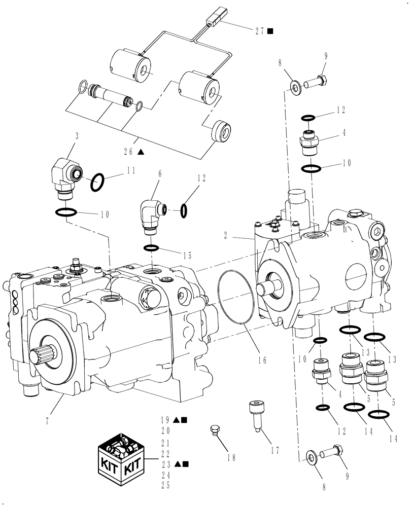 Схема запчастей Case IH AFX8010 - (A.12.A.20[1]) - PUMP, TANDEM HYDRO - ROTOR & HEADER FEEDER A - Distribution Systems