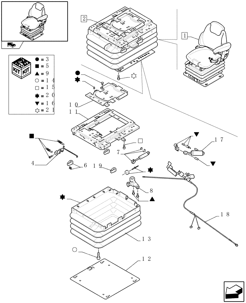 Схема запчастей Case IH PUMA 180 - (1.93.3/ B[04]) - DELUXE SEAT WITH LOW FREQUENCY AIR SUSPENSION, HEATED CUSHIONS, BELT AND SWITCH - BREAKDOWN (10) - OPERATORS PLATFORM/CAB