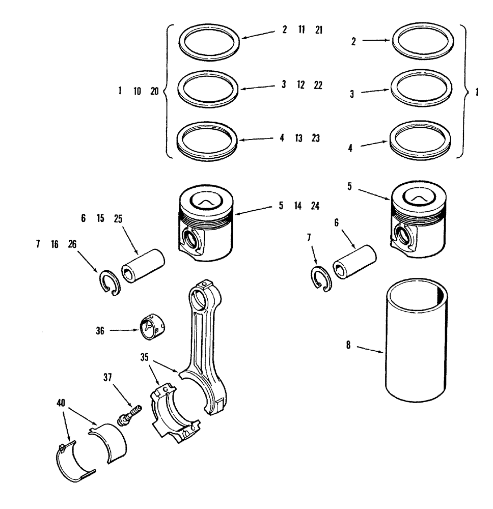 Схема запчастей Case IH 8840 - (10-040) - PISTONS AND CONNECTING RODS (DIESEL) (10) - ENGINE