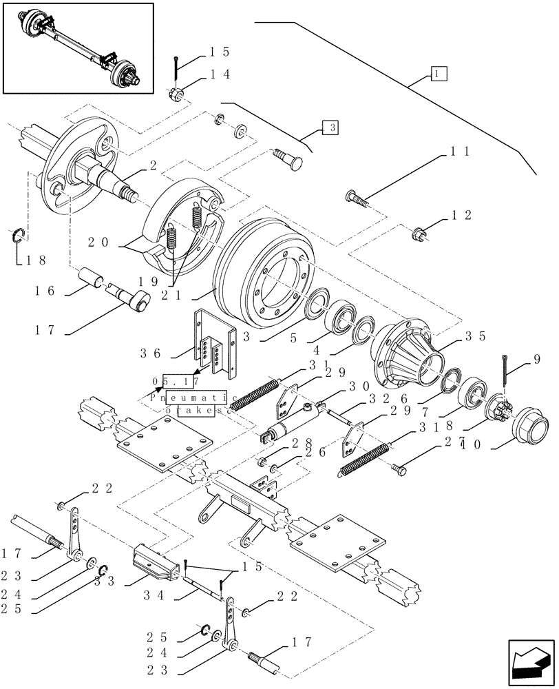 Схема запчастей Case IH LBX331S - (05.03[01]) - SINGLE AXLE WITH BRAKES (05) - AXLE