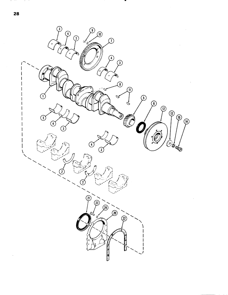 Схема запчастей Case IH 336D - (028) - CRANKSHAFT, ENGINE LESS FUEL DEVICE, 336D NATURALLY ASPIRATED ENGINES, 57C, 57E 