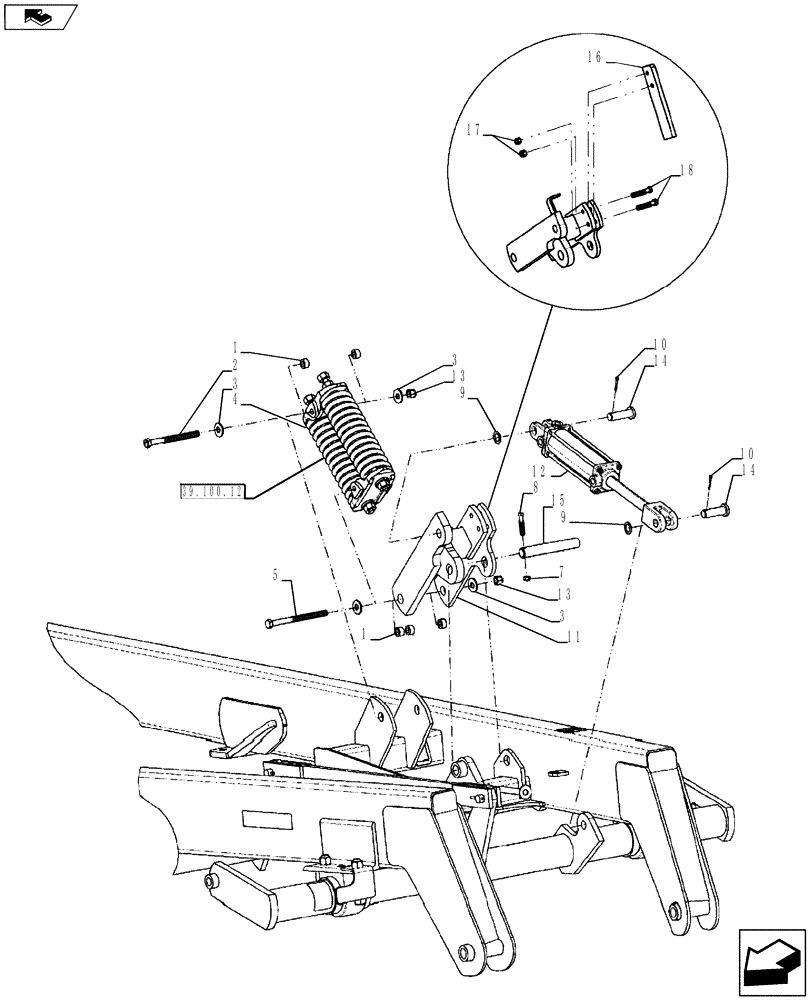 Схема запчастей Case IH 870 - (39.100.11) - SINGLE SPRING PACK ASSEMBLY (39) - FRAMES AND BALLASTING