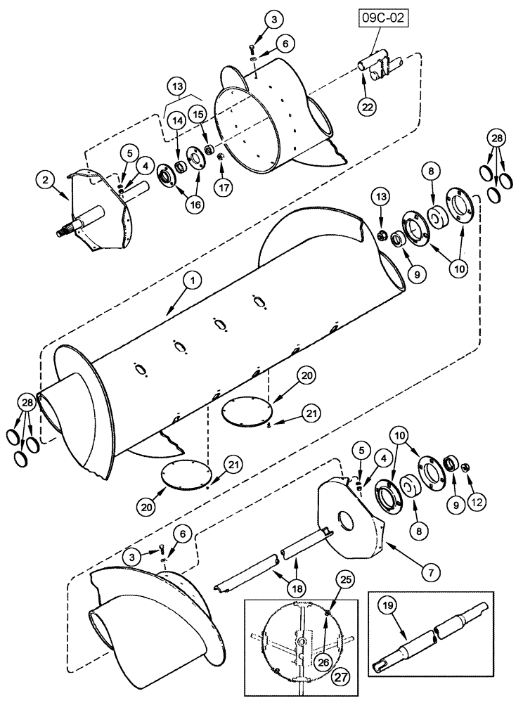 Схема запчастей Case IH 1020 - (09C-01) - AUGER ASSEMBLY (09) - CHASSIS/ATTACHMENTS