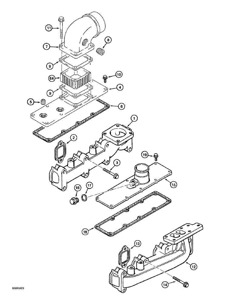 Схема запчастей Case IH 4391T - (2-32) - MANIFOLDS, EXHAUST AND INTAKE, 4-390 AND 4T-390 EMISSIONS CERTIFIED ENGINES (02) - ENGINE