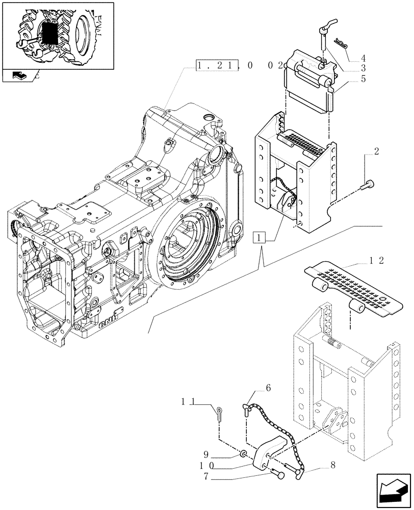 Схема запчастей Case IH PUMA 140 - (1.89.5/02[01]) - SLIDER TOW HOOK WITH SWIVEL COUPLING AND PITON, LESS SWINGING DRAWBAR (FRANCE) - C6978 (VAR.330940) (09) - IMPLEMENT LIFT