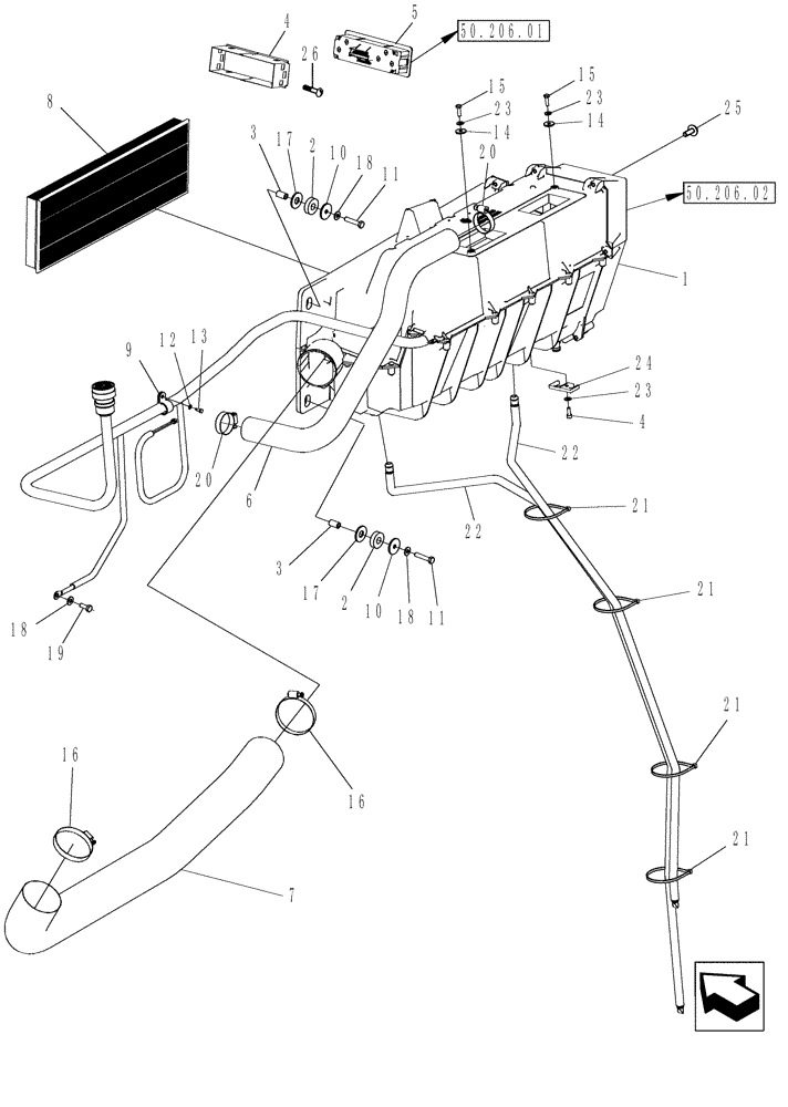 Схема запчастей Case IH 7230 - (50.200.02) - AIR CONDITIONING UNIT - MOUNTING GROUP (50) - CAB CLIMATE CONTROL