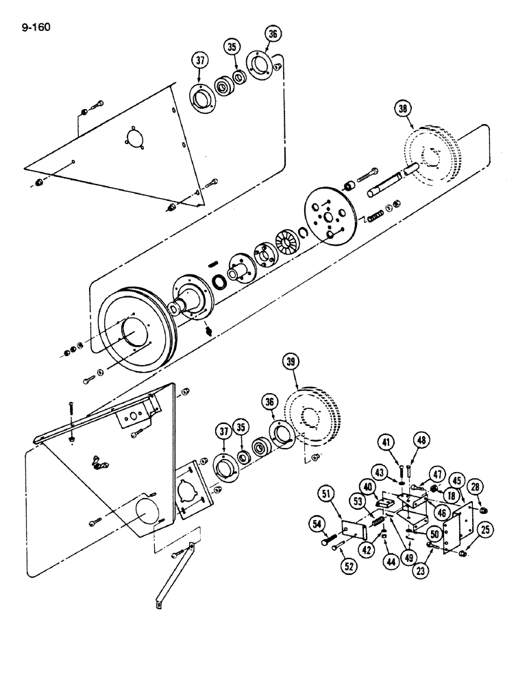 Схема запчастей Case IH 1620 - (9-160) - ELEVATOR JACKSHAFT DRIVE (CONTD) (16) - GRAIN ELEVATORS & AUGERS