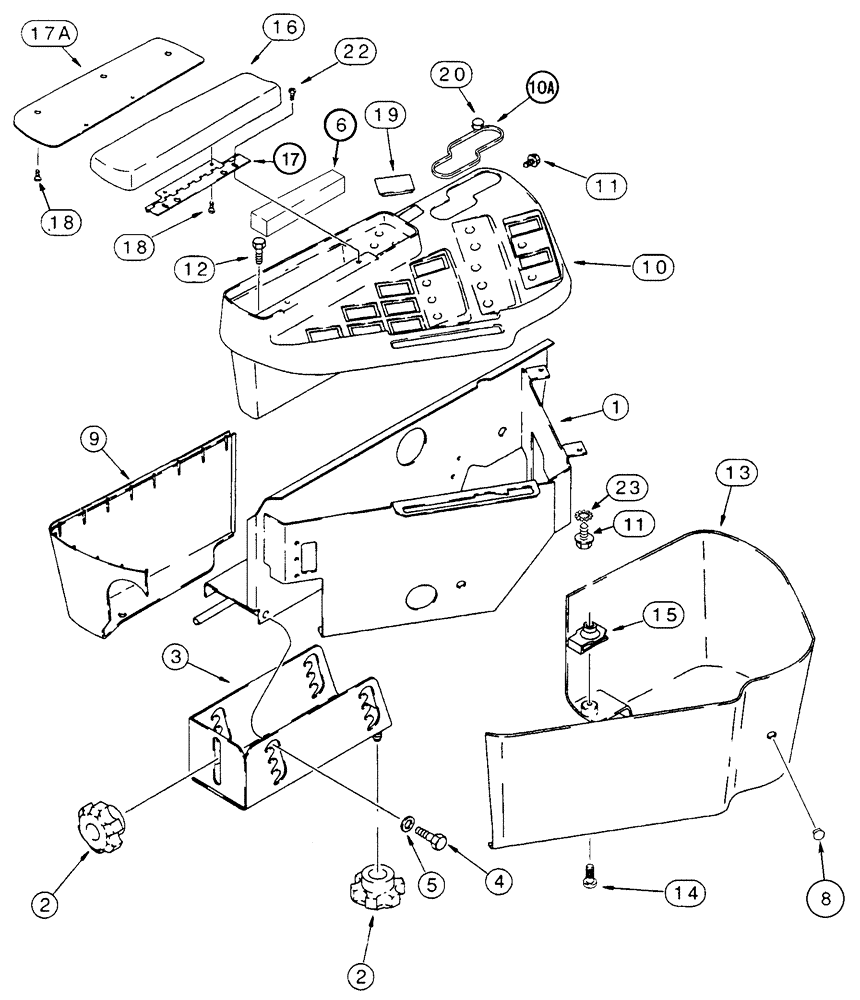 Схема запчастей Case IH 2388 - (09G-08) - CAB - CONSOLE, RIGHT HAND (10) - CAB & AIR CONDITIONING