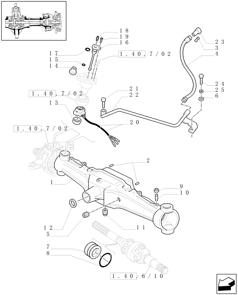 Схема запчастей Case IH MXM140 - (1.40.7/01) - (VAR.463/1) 4WD FRONT AXLE WITH SUSPENSIONS, BRAKE, TERRALOCK, FPS - BOX (04) - FRONT AXLE & STEERING