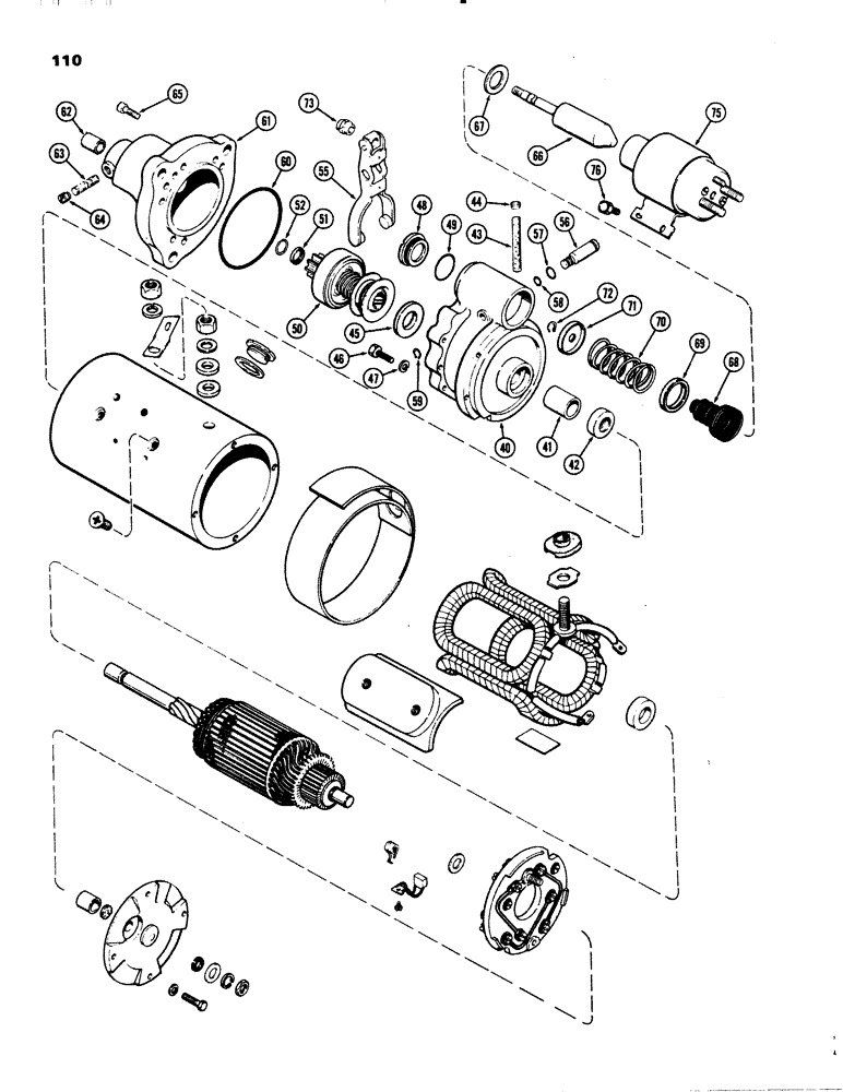 Схема запчастей Case IH 1070 - (0110) - A145555 STARTER, USED TRACTOR SERIAL NUMBERS 8814501 TO 8817385 (04) - ELECTRICAL SYSTEMS