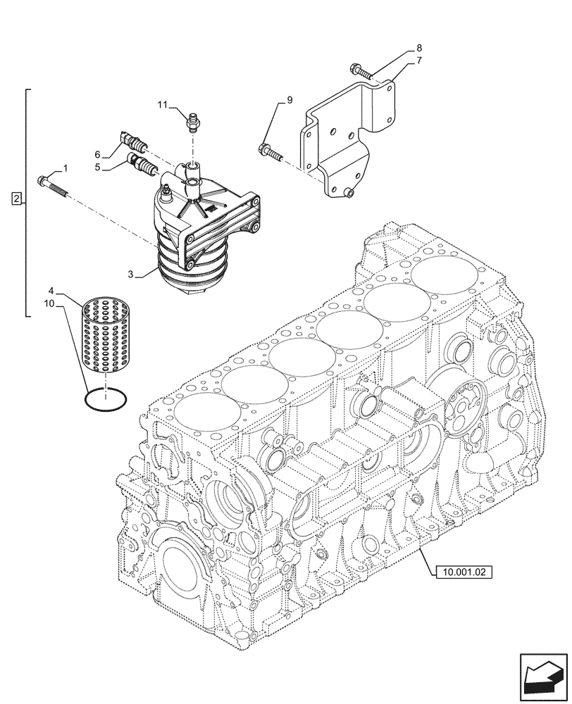 Схема запчастей Case IH F2CFE613F A011 - (10.206.01) - FUEL FILTER & RELATED PARTS (504363526 - 504363525) (10) - ENGINE