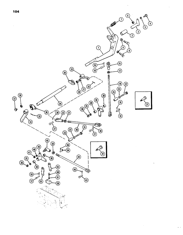 Схема запчастей Case IH 1270 - (104) - FOOT CLUTCH LINKAGE (06) - POWER TRAIN