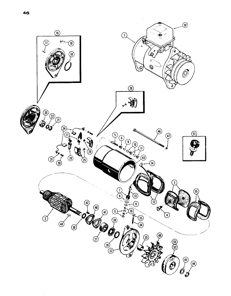 Схема запчастей Case IH 1030 - (046) - A57119 AND A33983 GENERATOR, USED WITHOUT CAB (04) - ELECTRICAL SYSTEMS