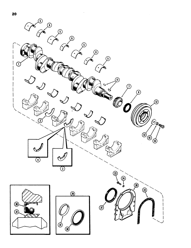 Схема запчастей Case IH 970 - (020) - CRANKSHAFT, (401B) DIESEL ENGINE (02) - ENGINE