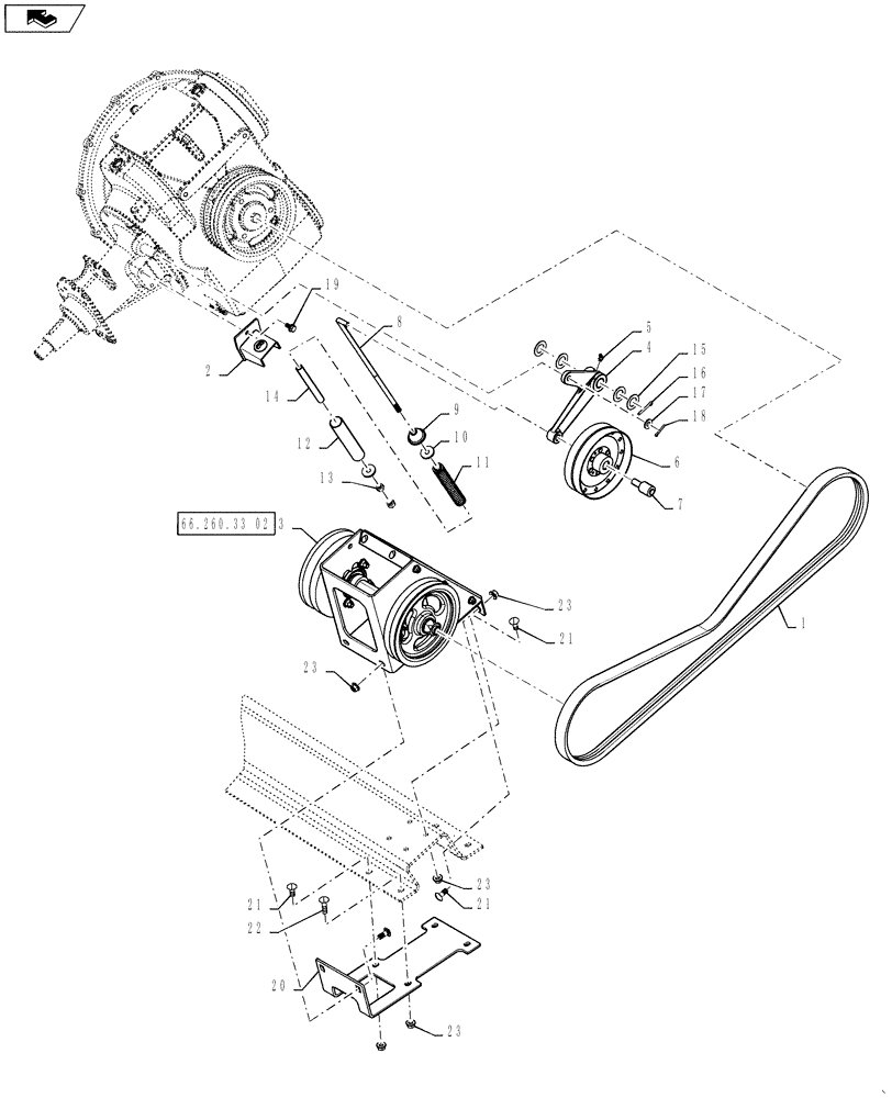 Схема запчастей Case IH 7130 - (66.260.33[01]) - JACKSHAFT DRIVE AND BELT (66) - THRESHING