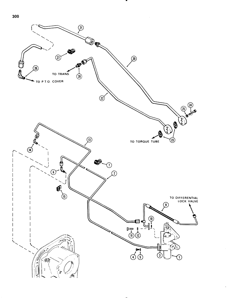 Схема запчастей Case IH 1270 - (300) - P.T.O. HYDRAULIC LINES, FIRST USED P.I.N. 8811146 (06) - POWER TRAIN