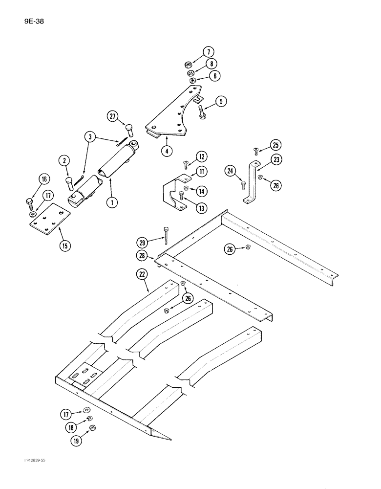 Схема запчастей Case IH 1640 - (9E-38) - UNLOADER SWING CYLINDER SUPPORTS (17) - GRAIN TANK & UNLOADER