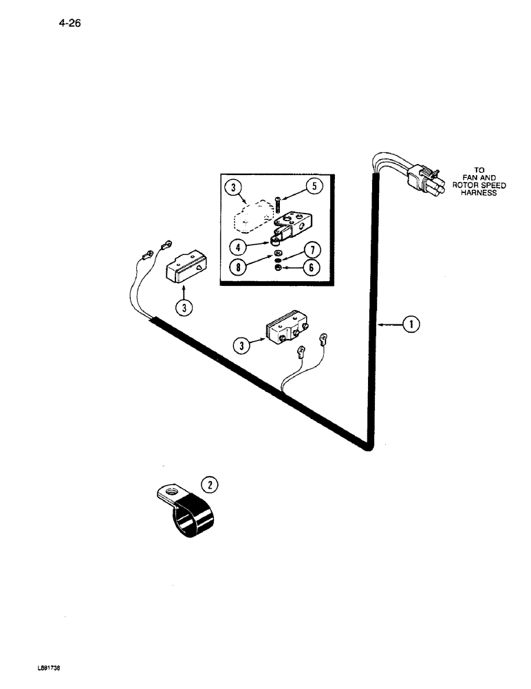 Схема запчастей Case IH 1640 - (4-26) - ROTOR LIMIT SWITCH HARNESS (06) - ELECTRICAL