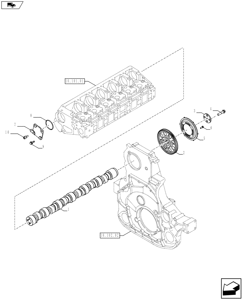 Схема запчастей Case IH F3BFE613A A001 - (10.106.01) - CAMSHAFT (504371908) (10) - ENGINE