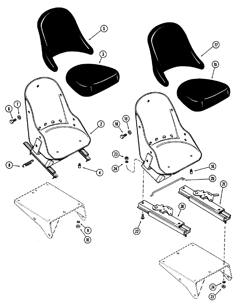 Схема запчастей Case IH 1370 - (256) - BUCKET SEAT (09) - CHASSIS/ATTACHMENTS