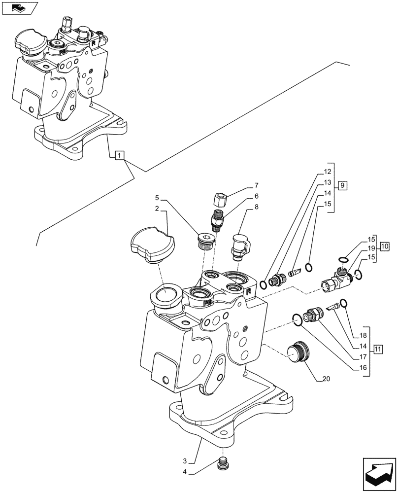 Схема запчастей Case IH PUMA 215 - (35.204.01[06]) - CONTROL VALVE, INLET & OUTLET SECTION, COMPONENTS (35) - HYDRAULIC SYSTEMS