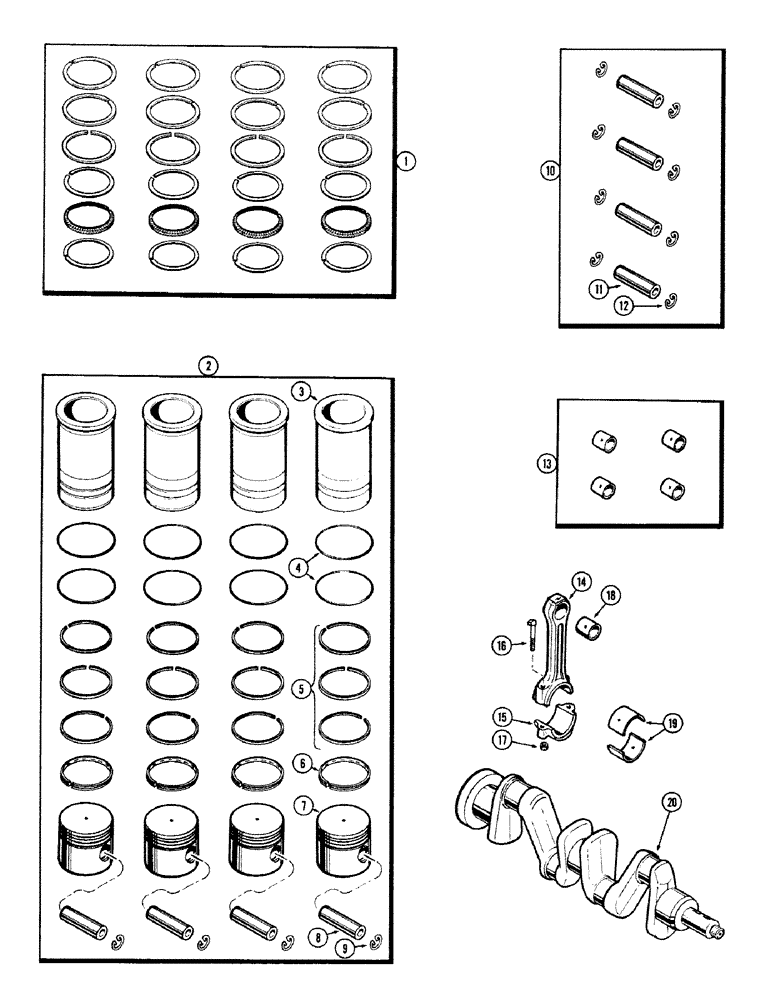 Схема запчастей Case IH M570 - (016) - PISTON ASSEMBLY AND CONNECTING RODS, (159) SPARK IGNITION ENGINE (02) - ENGINE