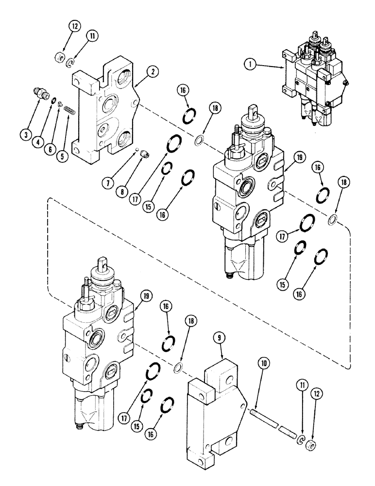 Схема запчастей Case IH 2594 - (8-060) - A167473 REMOTE HYDRAULIC VALVE, TWO SECTION W/O LOAD CHECK, PRIOR TO TRANSMISSION S/N 16283224 (08) - HYDRAULICS