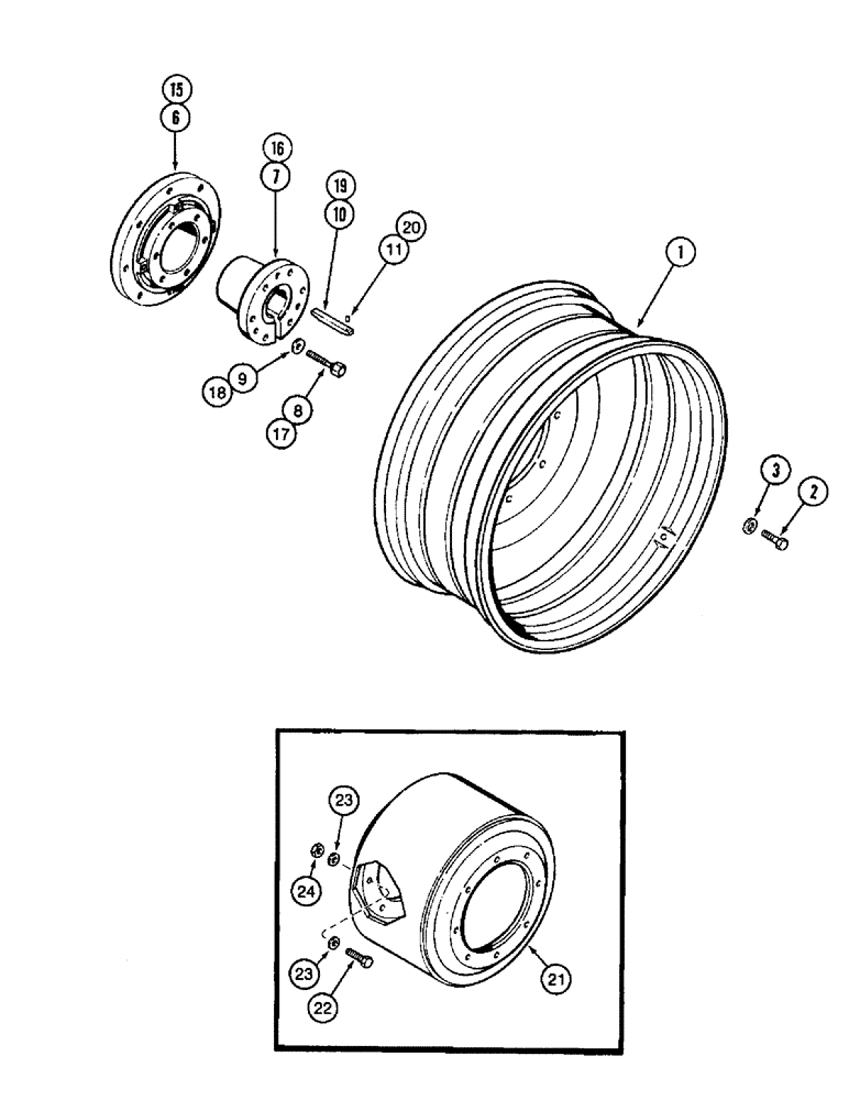 Схема запчастей Case IH 8910 - (6-084) - STEEL REAR WHEELS, SINGLE OR DUAL, PRIOR TO P.I.N. JJA0083000 (06) - POWER TRAIN