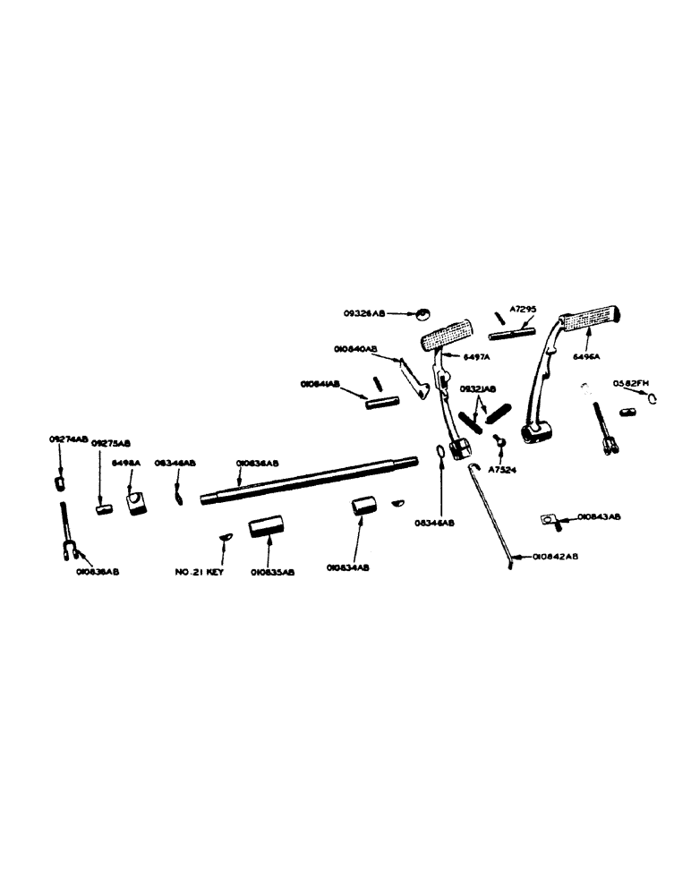 Схема запчастей Case IH 400-SERIES - (126) - BRAKE PEDALS AND CROSS SHAFT, FOR ALL BUT ORCHARD MODELS (07) - BRAKES