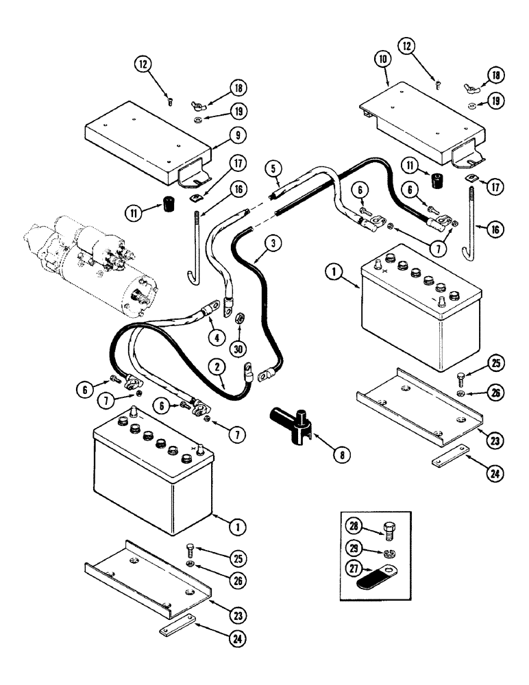 Схема запчастей Case IH 4890 - (4-108) - BATTERIES, CABLES AND MOUNTING (04) - ELECTRICAL SYSTEMS