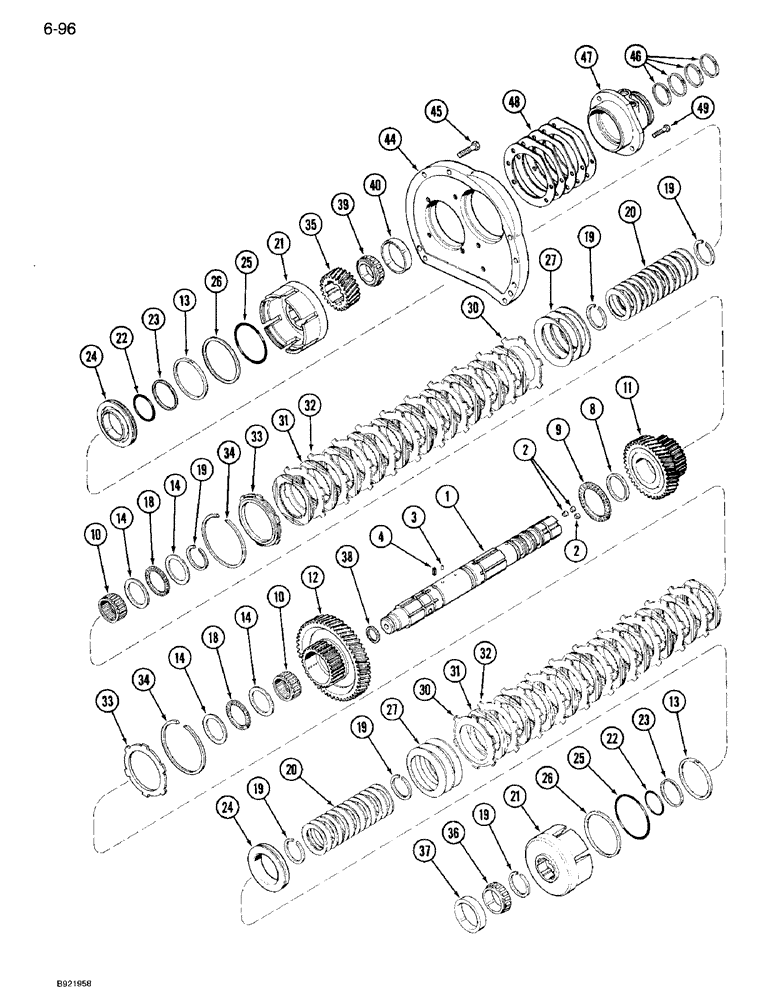 Схема запчастей Case IH 7110 - (6-096) - TRANSMISSION, RANGE INPUT SHAFT, PRIOR TO TRANSMISSION SERIAL NUMBER AJB00510298 (06) - POWER TRAIN