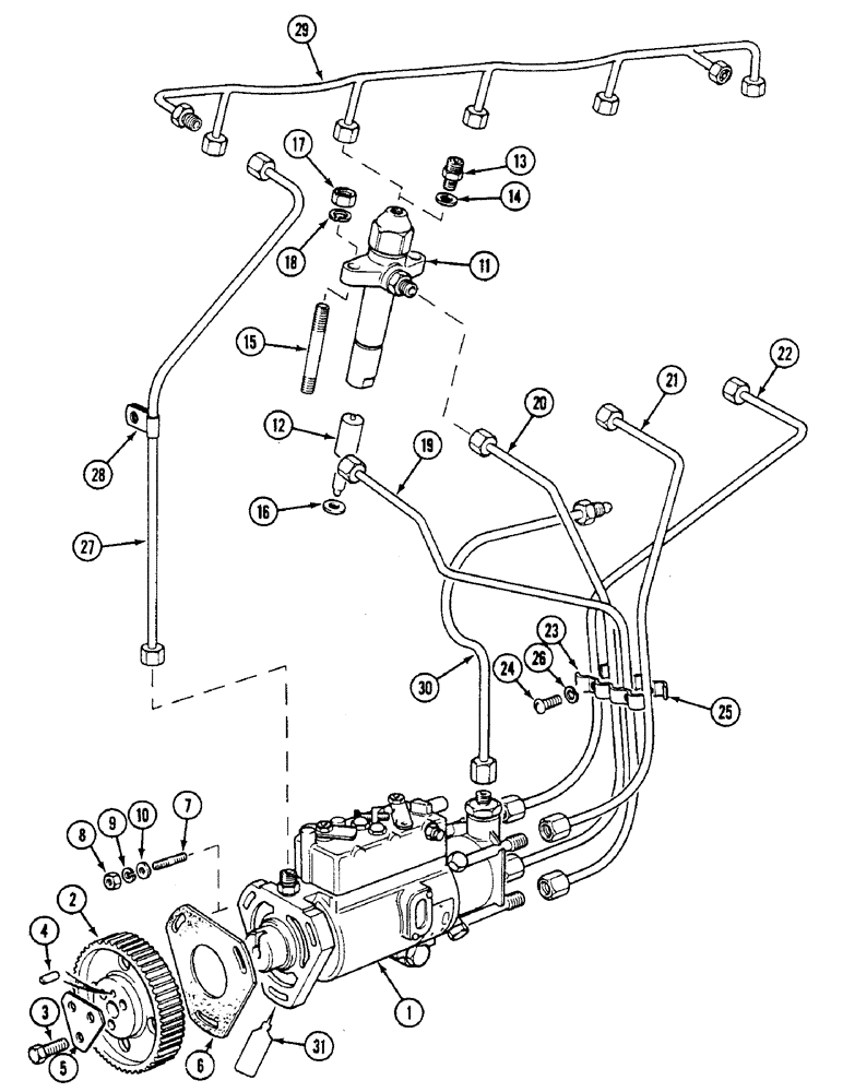 Схема запчастей Case IH 1494 - (3-030) - INJECTION PUMP, INJECTORS AND TUBES (03) - FUEL SYSTEM