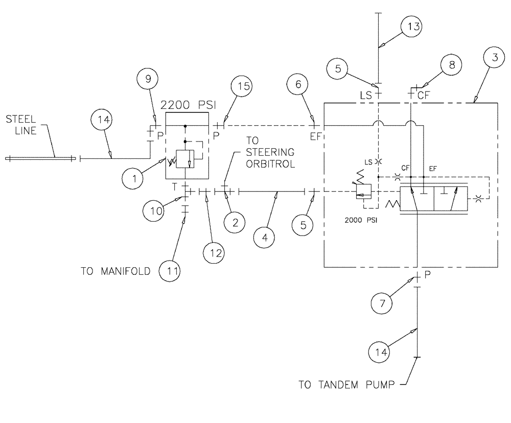 Схема запчастей Case IH 3210 - (06-001) - STEERING CONTROL GROUP Hydraulic Plumbing