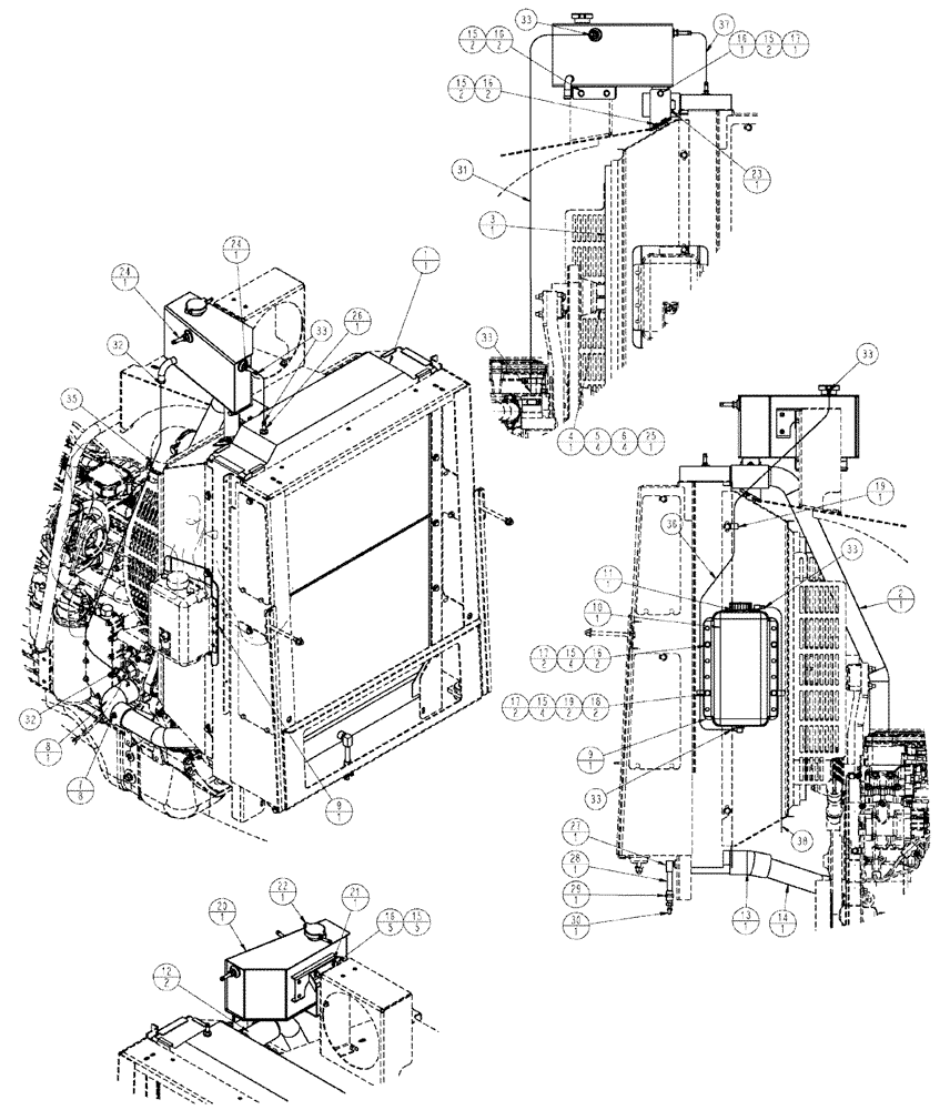 Схема запчастей Case IH TITAN 3520 - (02-020[01]) - RADIATOR COMPONENTS, TITAN 3020, TITAN 3520 (01) - ENGINE