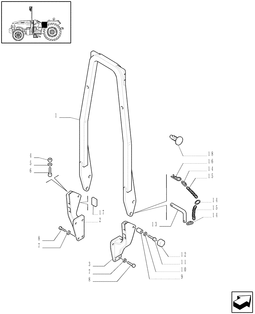 Схема запчастей Case IH JX1095N - (1.92.89/01) - (VAR.874) SAFETY FRAME (10) - OPERATORS PLATFORM/CAB