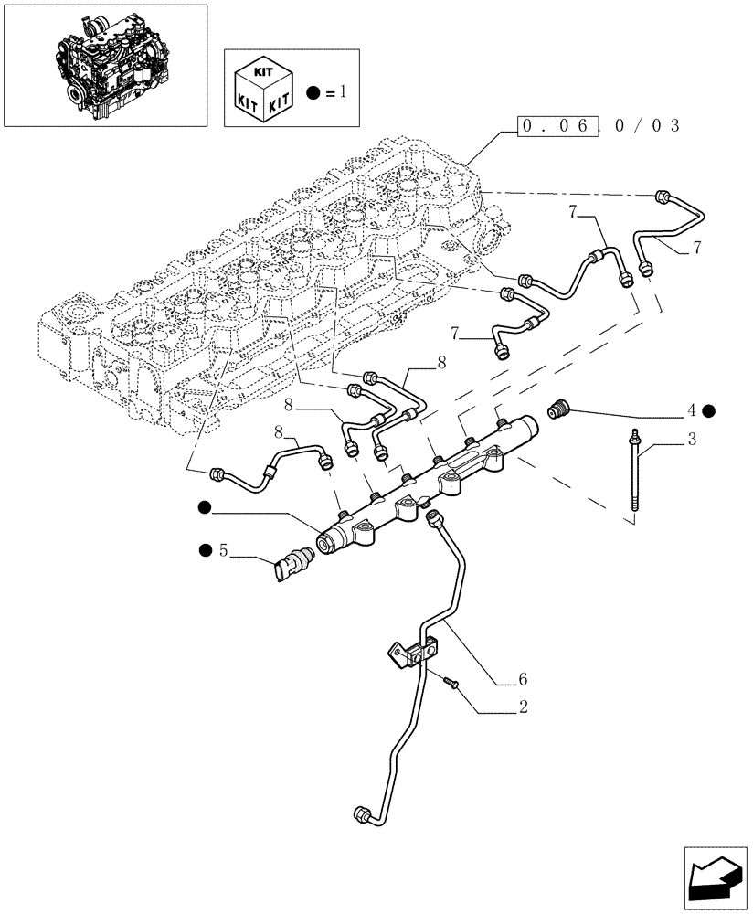 Схема запчастей Case IH MAXXUM 140 - (0.14.9/04) - INJECTION EQUIPMENT - PIPING (STD + VAR.330003-332115-332116) (01) - ENGINE