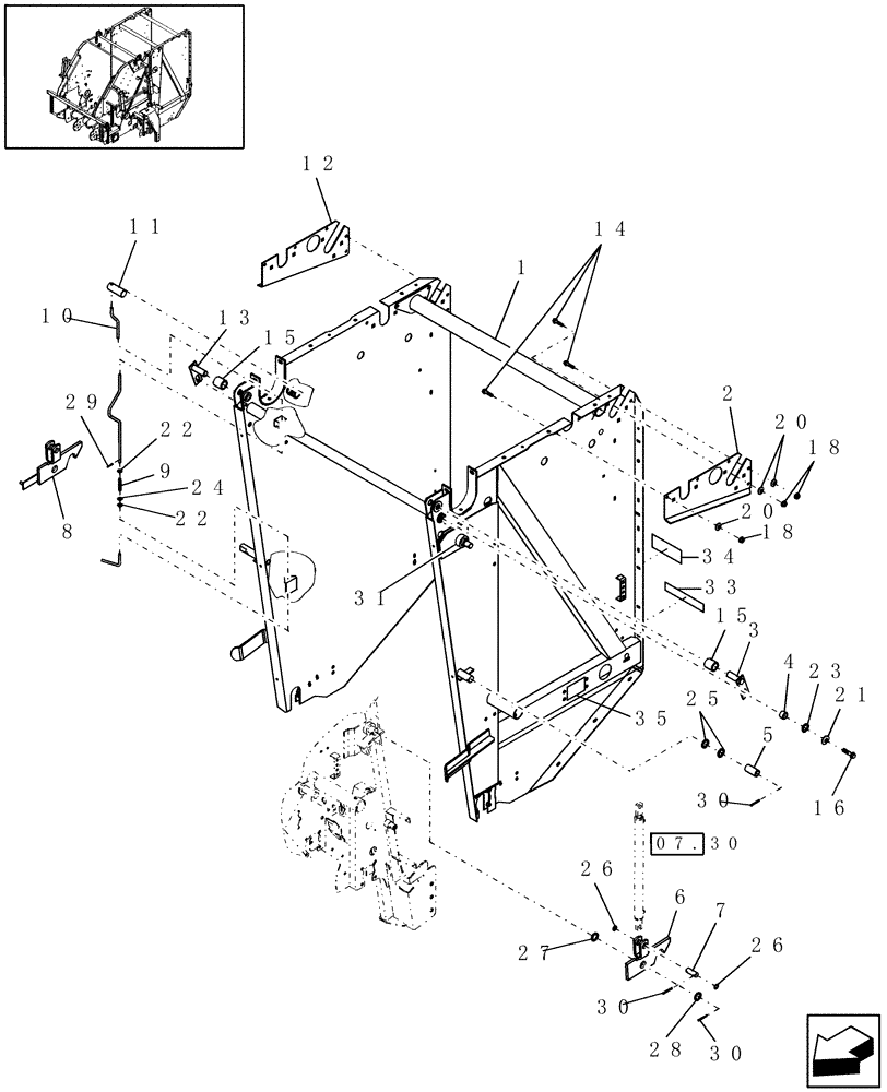 Схема запчастей Case IH RB554 - (14.41) - TAILGATE & TAILGATE LATCH (14) - BALE CHAMBER