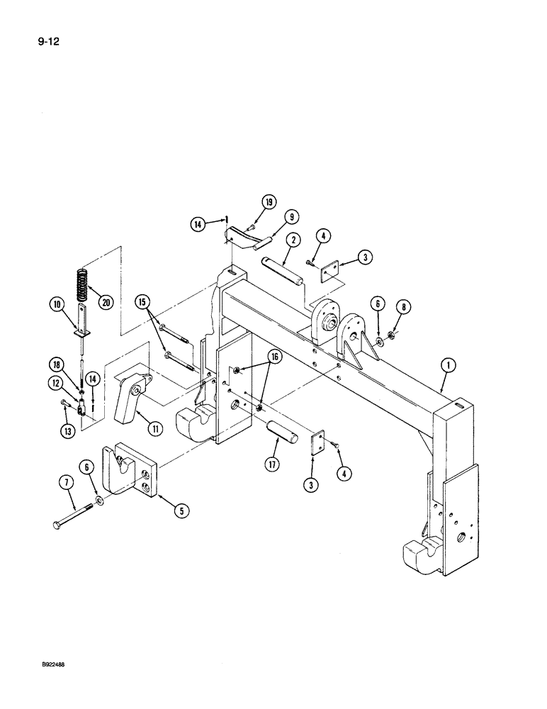 Схема запчастей Case IH 9240 - (9-012) - QUICK HITCH COUPLER, CATEGORY III, WITH BOLTED ON QUICK ATTACHMENT HOOK (09) - CHASSIS/ATTACHMENTS