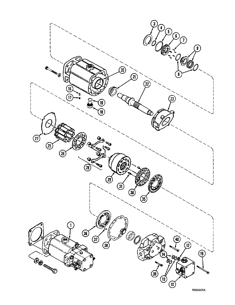 Схема запчастей Case IH 1680 - (6-42) - HYDROSTATIC MOTOR, SINGLE SPEED, P.I.N. JJC0044502 AND AFTER (03) - POWER TRAIN