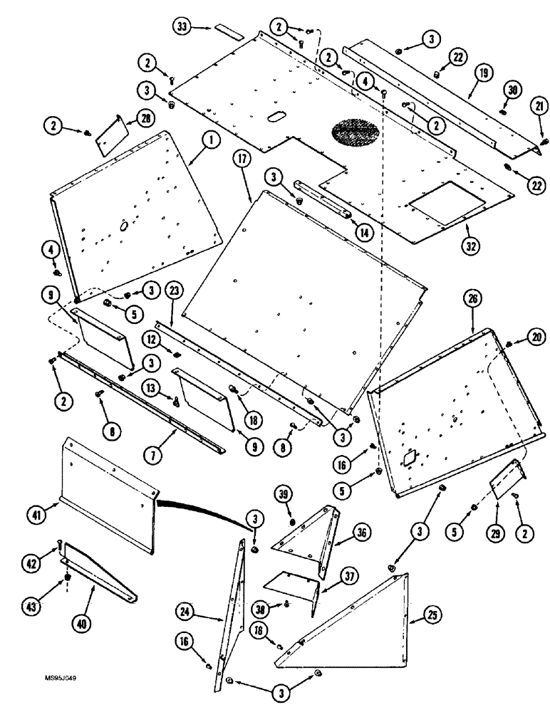 Схема запчастей Case IH 1688 - (9H-10) - SEPARATOR HOOD AND SIDES (12) - CHASSIS