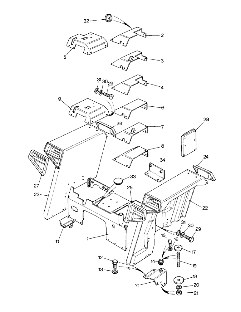 Схема запчастей Case IH 1290 - (N-09) - REAR AXLE COVER, FENDERS AND MOUNTINGS (08) - SHEET METAL